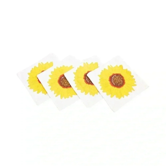 To The Market Sunflower Coasters Set of 4 - Fabric Square Coasters - Picture 1 of 4